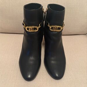 Ralph Lauren Black Leather Ankle Boots